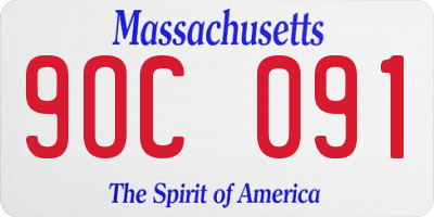 MA license plate 9OC091