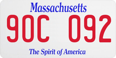 MA license plate 9OC092