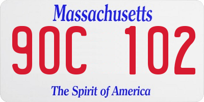 MA license plate 9OC102