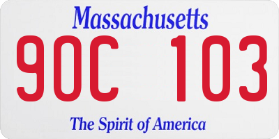 MA license plate 9OC103