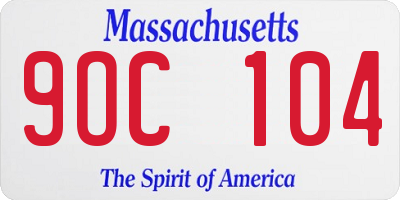 MA license plate 9OC104