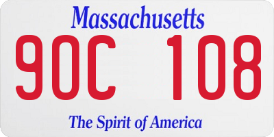 MA license plate 9OC108