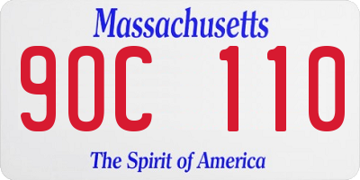 MA license plate 9OC110