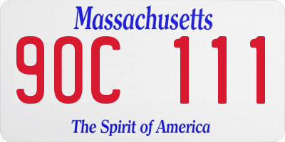 MA license plate 9OC111
