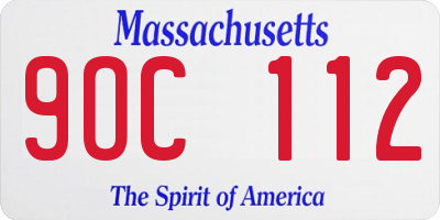 MA license plate 9OC112