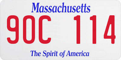 MA license plate 9OC114