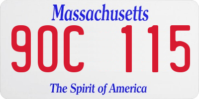 MA license plate 9OC115