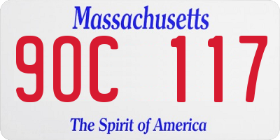 MA license plate 9OC117