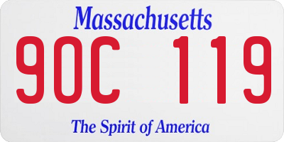 MA license plate 9OC119