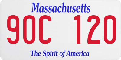 MA license plate 9OC120