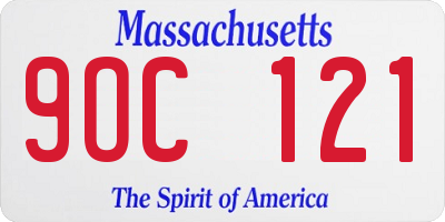 MA license plate 9OC121