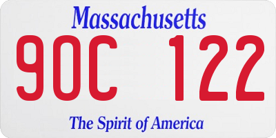 MA license plate 9OC122