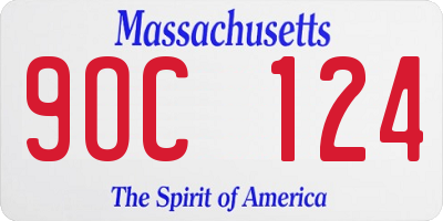 MA license plate 9OC124