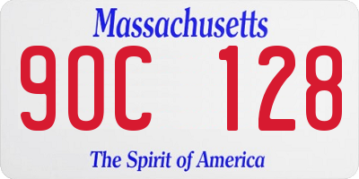 MA license plate 9OC128