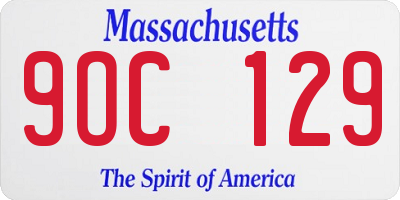 MA license plate 9OC129