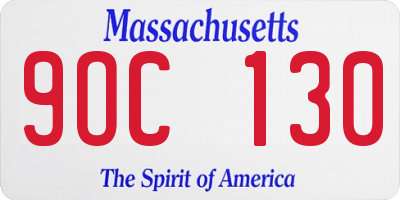 MA license plate 9OC130