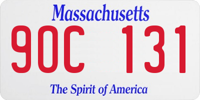 MA license plate 9OC131