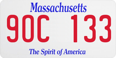 MA license plate 9OC133