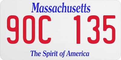 MA license plate 9OC135