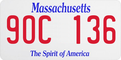 MA license plate 9OC136