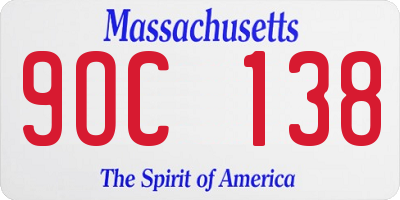 MA license plate 9OC138