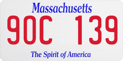 MA license plate 9OC139