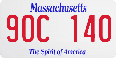 MA license plate 9OC140