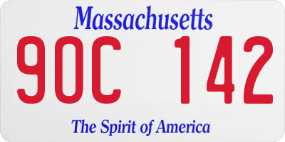 MA license plate 9OC142