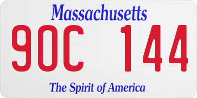 MA license plate 9OC144