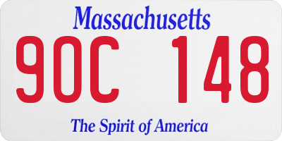 MA license plate 9OC148