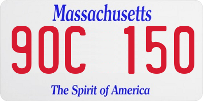 MA license plate 9OC150