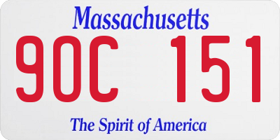 MA license plate 9OC151