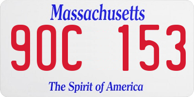 MA license plate 9OC153