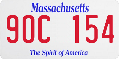 MA license plate 9OC154