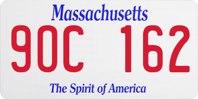 MA license plate 9OC162