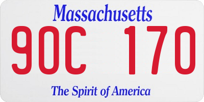 MA license plate 9OC170
