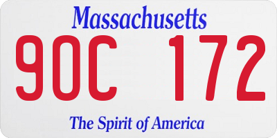 MA license plate 9OC172