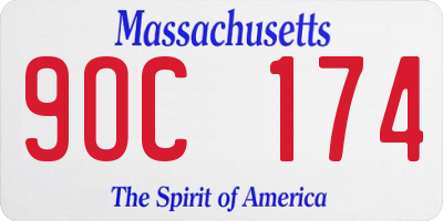 MA license plate 9OC174