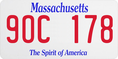 MA license plate 9OC178
