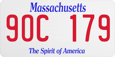 MA license plate 9OC179