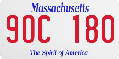 MA license plate 9OC180