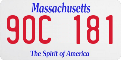 MA license plate 9OC181