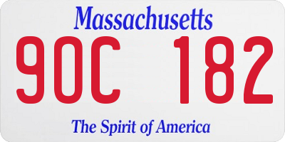 MA license plate 9OC182