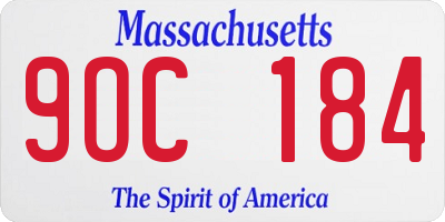 MA license plate 9OC184