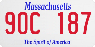 MA license plate 9OC187