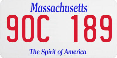 MA license plate 9OC189