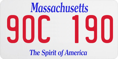 MA license plate 9OC190