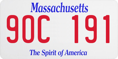 MA license plate 9OC191