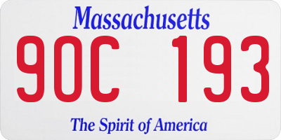 MA license plate 9OC193