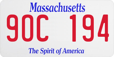 MA license plate 9OC194